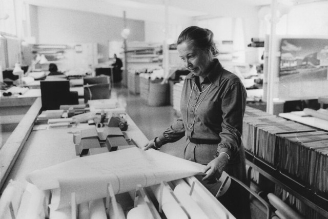 Architect Elissa Aalto the the Studio Aalto in 1970´s. Photo Stig Bergström.