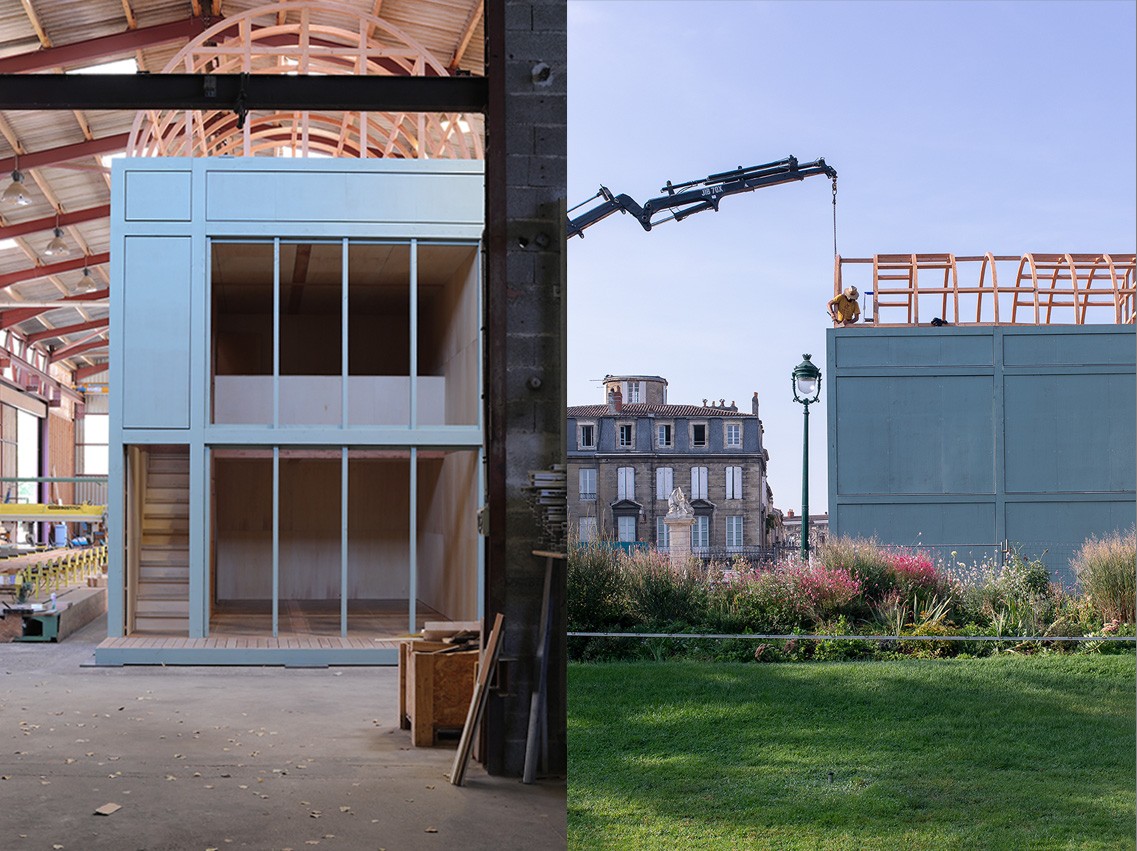 proto-habitat, construction and installation in the public garden | Frédérique Barchelard, Flavien Menu, architects / © Flavien Menu